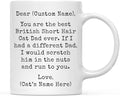Andaz Press Personalized Funny Dad 11oz. Coffee Mug Gag Gift, Best British Short Hair Cat Dad, Scratch in Nuts and Run to You, 1-Pack, Custom Cat Lover's Christmas Birthday Ideas, Includes Gift Box