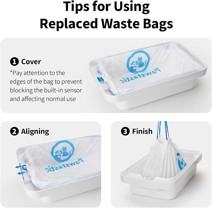 Replaced Waste Bags-2 Rolls, Cat Litter Waste Receptacles Bags for Paw101 Self-Cleaning Cat Litter Box
