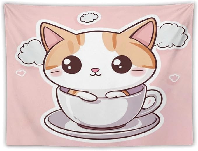 MaSiledy Wall Tapestry Kawaii Cat Tapestry Cat Mom Gifts Tapestry for Bedroom Aesthetic Wall Art Home Decoration for Bedroom Living Room Dorm 60"x80" Tapestries for Bedroom Living Room Dorm