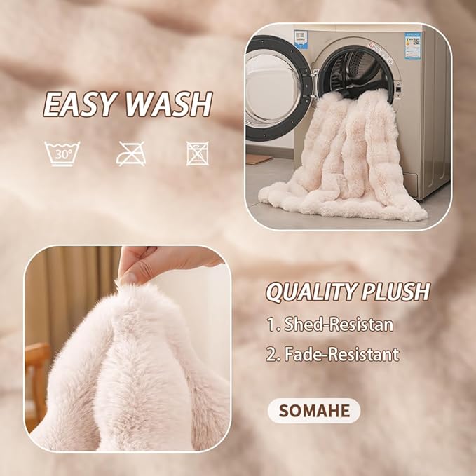 SOMAHE Self-Warming Cat Blanket for Indoor Cats & Small Dogs, Dual-Side Sherpa Plush Throw, Anti-Static Shared Couch Mat for Crate & Travel, Machine Washable No Shrink, 28x22 Inch White