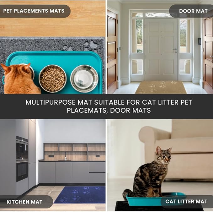 Andalus Medium Cat Litter Mat, Pack of 1 - Waterproof, Non-Slip & Easy to Clean Cat Litter Box Mat for Extra Efficient Pet Litter-Trapping, Grey (23.5” X 15.75”)