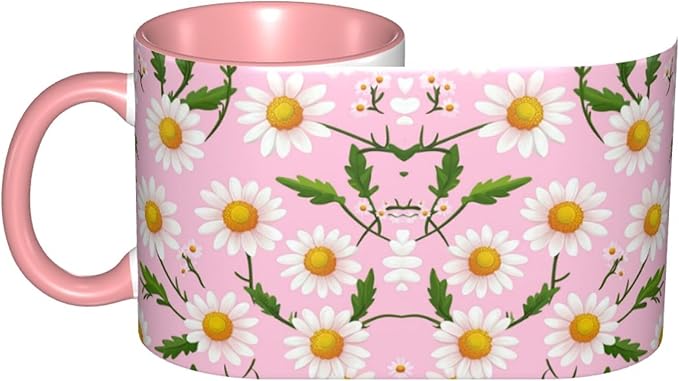 Daisy Coffee Mug 11oz Ceramic Tea Cup With Handle Funny Porcelain Mugs for Women Dishwasher Microwave Safe