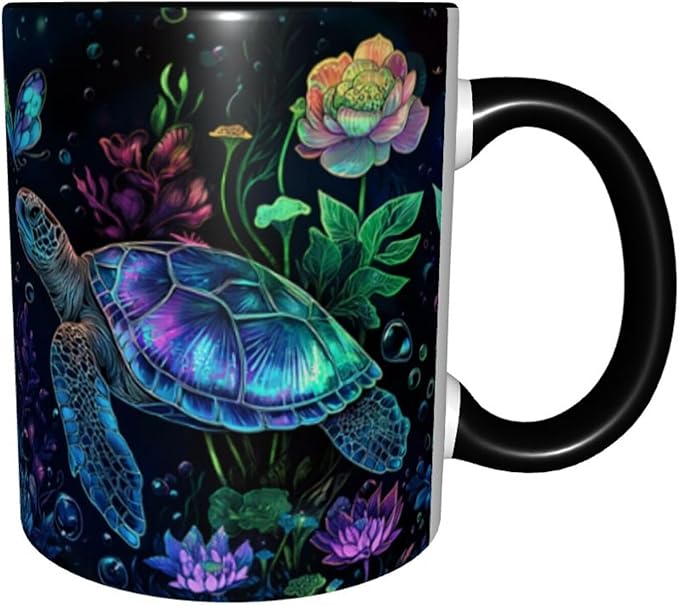 Sea Turtle Coffee Mug Funny Ceramic Tea Cup With Handle Dishwasher Microwave Safe for Women 11oz Porcelain Mugs