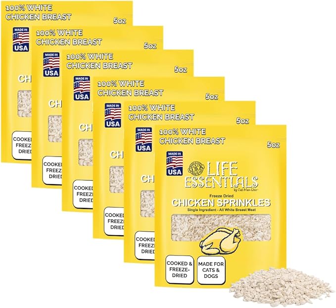Life Essentials Chicken Littles Freeze Dried Chicken Cat & Small Dog Treats, Healthy Single Ingredient Training Treats & Cat Snacks, Perfect Bite Size, Made with Real Chicken – 5 oz (6 Pack)
