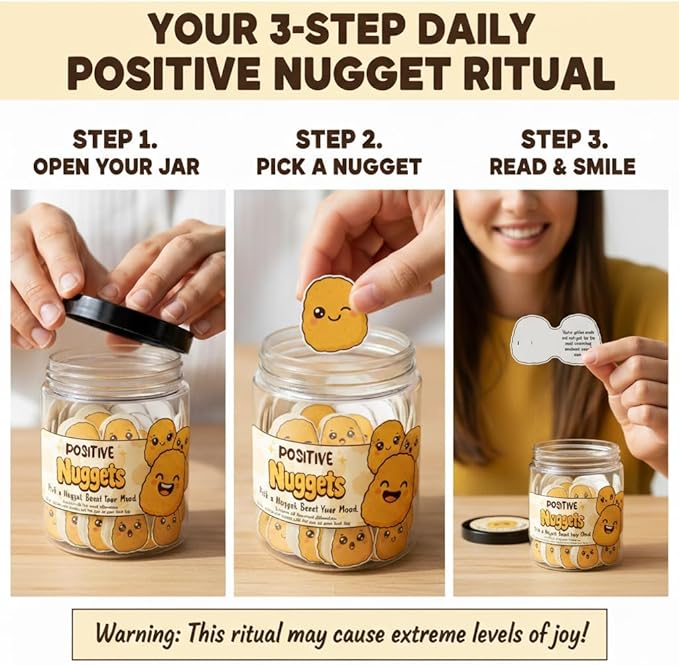 DEARMINE Positive Chicken Nuggets Jar with 60 Affirmation Cards, Emotional Support Chicken Gift, Chicken Nuggets Gifts, Gag Cute Funny for Women, Teens, Men