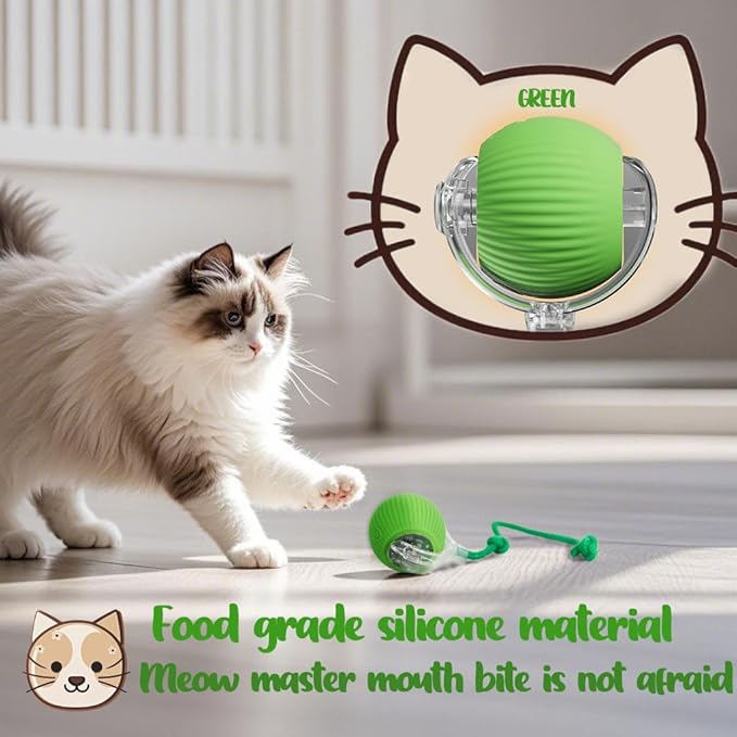Interactive Cat Toys Ball for Indoor Cats, Interactive Rolling Small Dog Cat Toys Automatic Self Moving, 360°,Electric Balls，Fast Rolling，Smart Automatic Rolling Pet Ball (Pink)