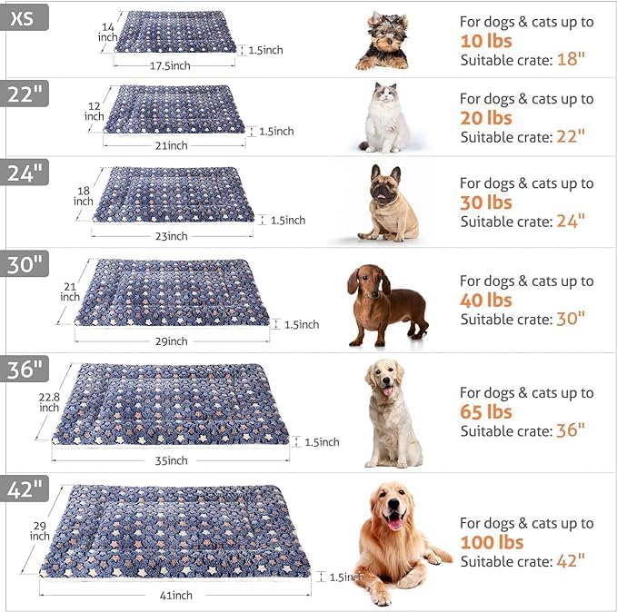 Mora Pets Cat Bed Dog Crate Pad Ultra Soft Pet Bed with Cute Star Print Washable Reversible for Small Dogs 14 x 17.5 inch 2 Pack Dark Blue