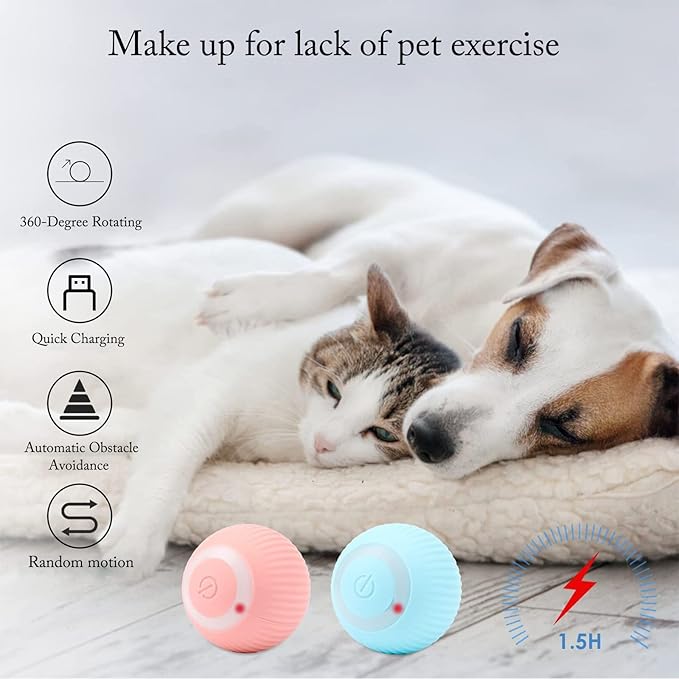 Cat Ball Toy, Interactive Cat Toys, Automatic Motion Activated Moving Ball Hide and Seek Game for Indoor Exercise，Gifts for Kittens