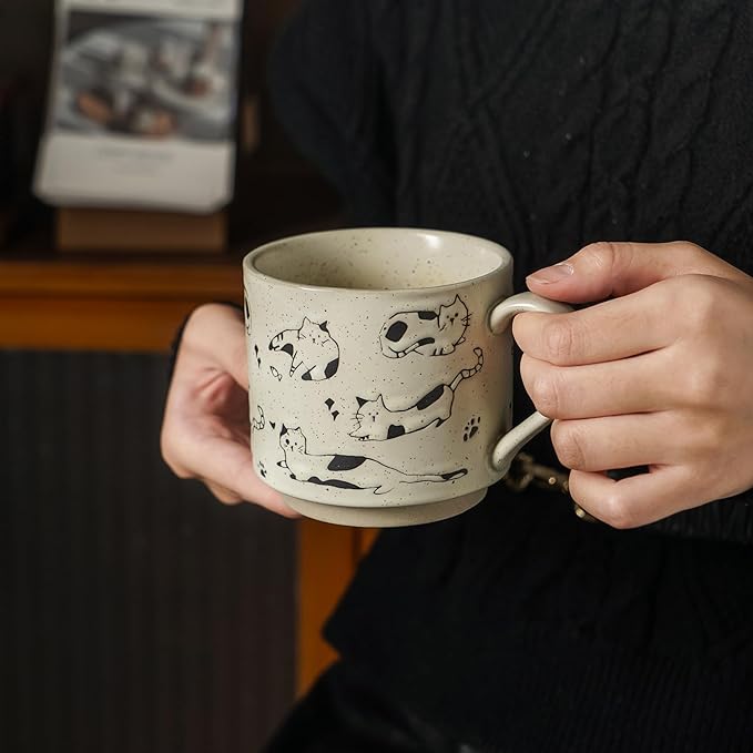 fall mug coffee mugs novelty ceramic espresso japanese tea cups latte teacup stoneware microwave safe vintage taza de cafe bonitas espresso cup with handle aesthetic floral (Line Art Expressions)