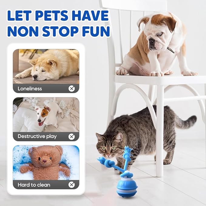 Interactive Dog Toys, Smart Touch-Activated Automatic Rolling Bouncing Ball, USB Rechargeable, Suitable for Cats & Small to Medium Puppies (Orange)