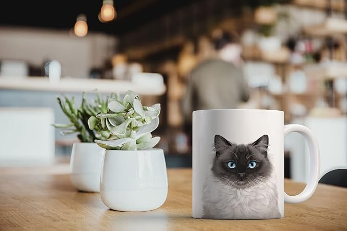 MUGBREW Cute Seal Point Ragdoll Cat Ceramic Coffee Mug Tea Cup, 11 OZ