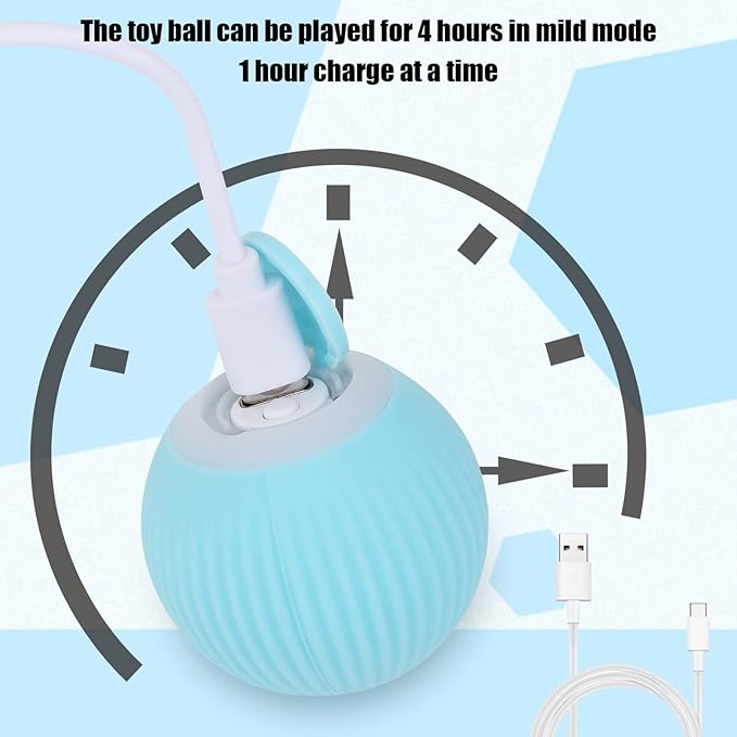 Interactive Cat Toys Ball, Automatic 360° Self-Rotating Rolling Ball with USB Rechargeable pet Exercise Chase Toy Balls for Kitten & Dog Playing