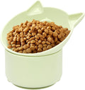 Cat Slow Feeder, Elevated Slow Feeder Bowl Tilt Design, No Black Chin, Tilted Design, for Dry Wet Food, for Cats & Small Dogs (Green)