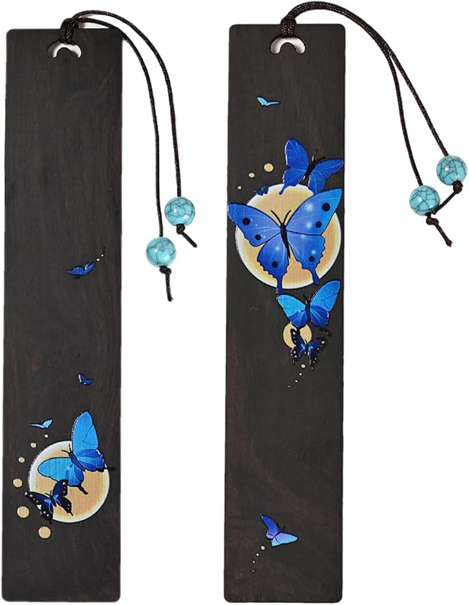 ZQZYMXQ 2Pcs Butterfly Bookmark Aesthetic, Book Marks for Reading Women, Butterfly Gifts for Women (Blue Butterfly)