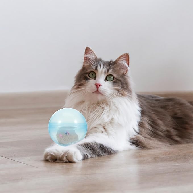 ibasenice 2pcs Interactive Cat Toy Running Ball, Electronic Hamster Ball for Cats, Automatic Teaser, Multi-Color, 9.44x4.72inch