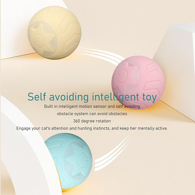 Peppy Pet Ball for Cats Dogs with Led Flash Colorful Lights,Automatic Rolling Ball LED Dog USB Rechargeable (Neutral English Packaging)