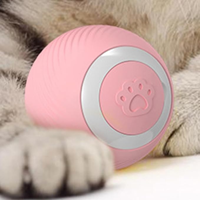 Lighted Moving Ball - Automatic Kitten Toy, Jumping Ball for Cats | Interactive Enrichment Rolling Dog Ball with Lights, Rotating Ball for Cats, Sensory Toy for Cats