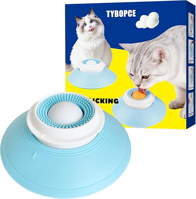Cat Liquid/Wet Food Licking Bowl, Slow Feeding Pet Bowl, Cat Lick Ball Bowl, Non-Slip Design, Slow Eating, Pet Anxiety Relief Toy, Interactive Cat Bowl（White Ball）
