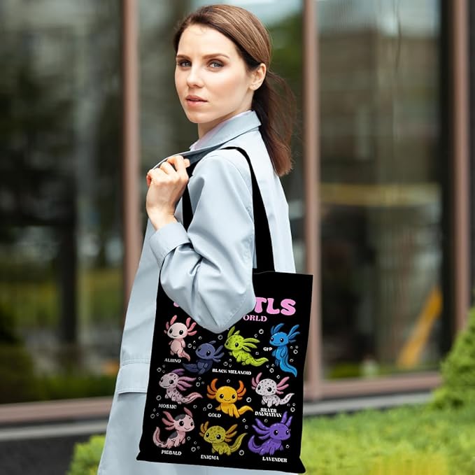 Cute Axolotls Cat, Moon Witch Series Inspirational Quotes Grocery Bags Gifts for Women