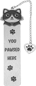 Cute Cat Bookmark, Zinc Alloy Kitten Paw Print Bookmarks Reading Gifts for Cat Lovers Funny Black Kitten Book Marks Animal Bookmark Gifts Book Accessories for Reading (Style C)