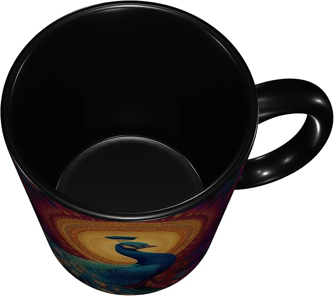 FyLybois Peacock Coffee Mug Ceramic Coffee Cup with Handle Microwave Safe for Home or Office Gifts for Women and Men