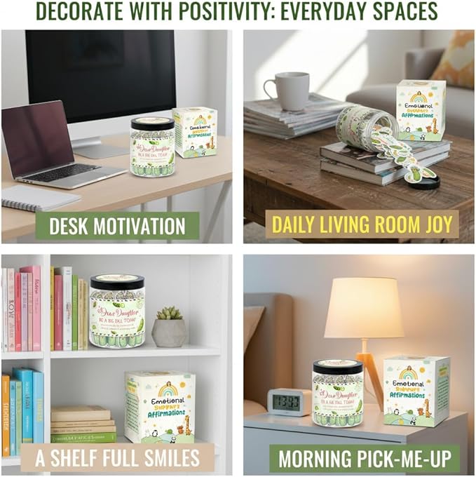 DEARMINE 60 Positive Pickle Cards Jar for Daughter with Affirmation Cards, Daughters Birthday Gift Ideas from Mom, Dad, Daughter Gifts, Unique Birthday Gifts for Daughter in Law