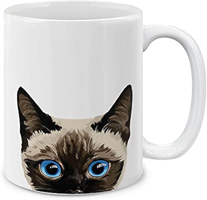 MUGBREW Siamese Kitten Cat Ceramic Coffee Mug Tea Cup, 11 OZ
