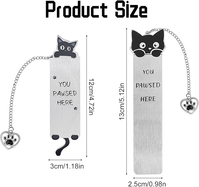 2pcs Cat Bookmarks for Women, Cute Bookmark Aesthetic Gifts Reading Accessories Funny Cat Lover Gifts for Book Lovers Teens Kids Boys & Girls