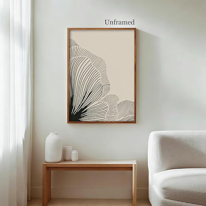 Abstract Black and Beige Flowers Canvas Wall Art, Neutral Floral Lines Poster, Modern Minimalist Floral Wall Decor, Boho Botanical Sketch Art Print for Living Room Bedroom 16x20in Unframed