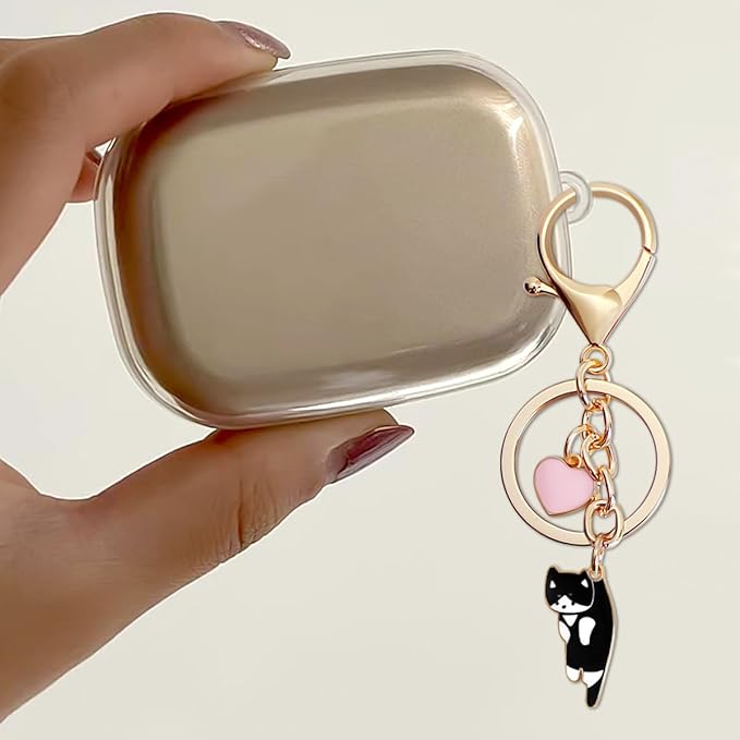 Lazy Cat Pink heart Keychain Fun Cartoon Kitten Cute Key Ring for Animal Key Chain Girl Birthday