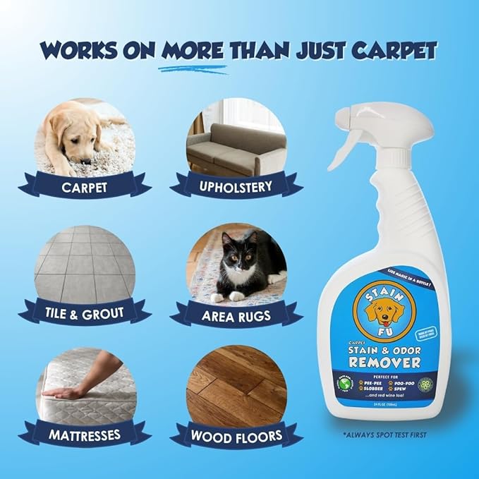 Pro Strength Carpet Odor & Stain Remover Works Like Magic in a Bottle on Tough Urine Feces Vomit and Even red Wine Too! 24 fl.oz