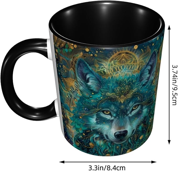 Wolf Coffee Mug 11 OZ Ceramic Tea Cup Novelty Mugs Funny Coffee Cups with Handle