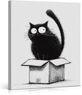 Cute Black Cat in Box Wall Art Decor Cat Lover Gifts Print Picture Modern Wall Decor for Home Living Room 8x10 Inch Canvas Framed