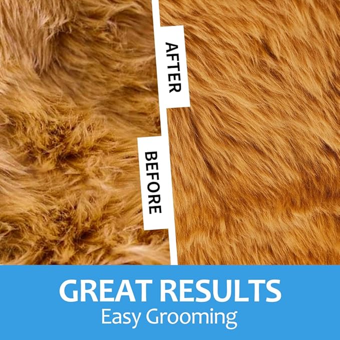 [ 2 in 1 design ] Undercoat Rake and Deshedding Tool for Dogs and Cats - Dematting Comb for Long Hair Pets, Grooming Brush to Clear Mats, Tangles and Reduce Shedding by 95%
