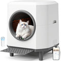 Self Cleaning Litter Box, Automatic Litter Box Self Cleaning 90L App-Controlled,Dual Safety Protection,1 Rolls Garbage Bags,White