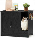 Large/Tall Cat Litter Box Enclosure Furniture, Hidden Self-Cleaning Litter Cabinet with Pull-Out Litter Drawer (Black)