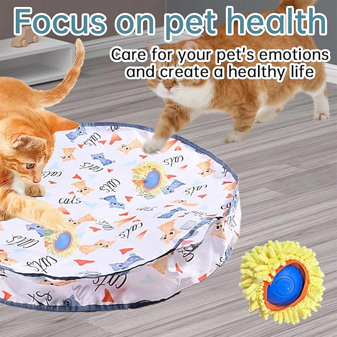 KOIJYFNL Interactive Cat Toys Ball Fast Rolling Cat Toys in Pouch, Moving Best Cats Toys for Indoor, Hide and Seek Chase Exercise Game, Motion Activate Rechargeable Kitten Toys