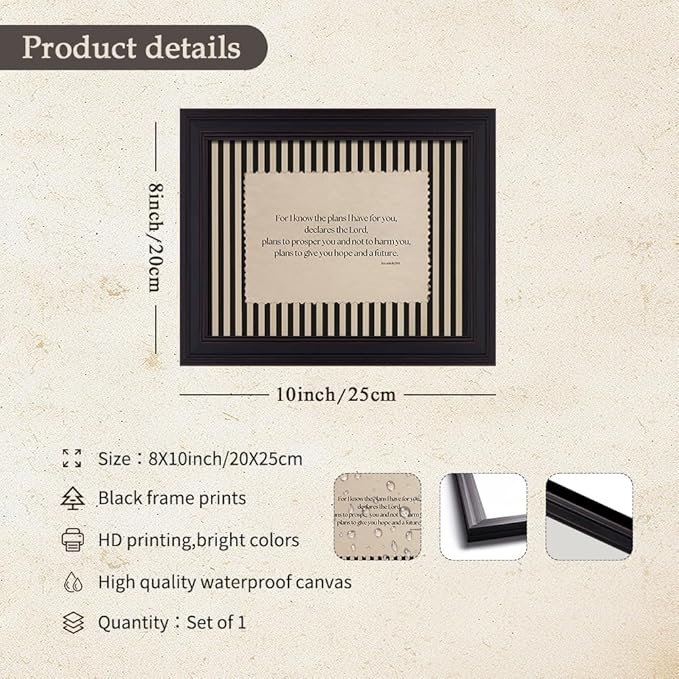 Bible Verse Jeremiah 29 11 Wall Art Christian Biblical Quotes Canvas Poster Modern Minimalist Scripture Prints 08x10 inch Vintage Framed for Prayer Room Church Wall Decor