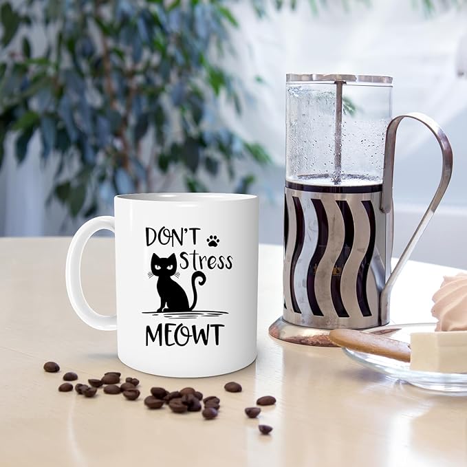 Cat Lovers Mugs - 11oz, Don't Stress Meowt Coffee & Tea Cup