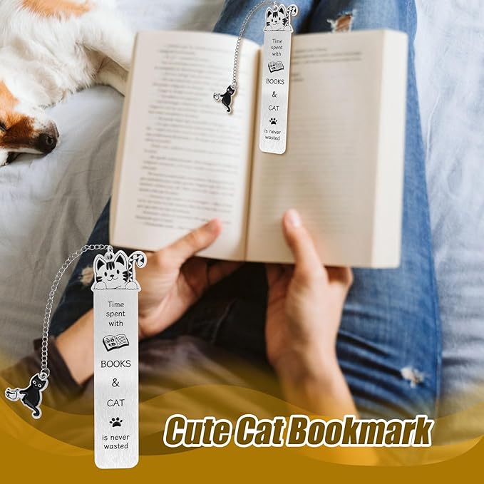 Cat Bookmark for Women, Cute Bookmarks Aesthetic Funny Gifts Reading Accessories for Book & Cat Lovers Women Men Readers Teens Kids Girls Boys