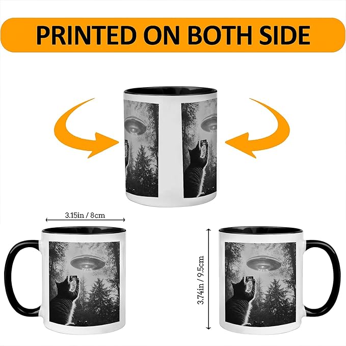 AlienCat Selfie UFO Coffee Mug - Funny Cat Gifts For Women, Men, & Cat Lovers - Perfect For Birthday, Halloween, Christmas - 11 oz
