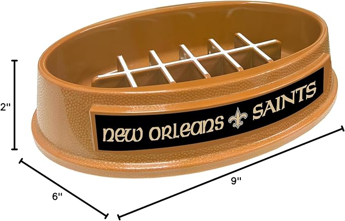 NFL Super-Bowl New Orleans Saints Slow Feeder Dog & Cat Bowl. Football Design for Healthy Digestion. Non-Slip for Large & Small Pets