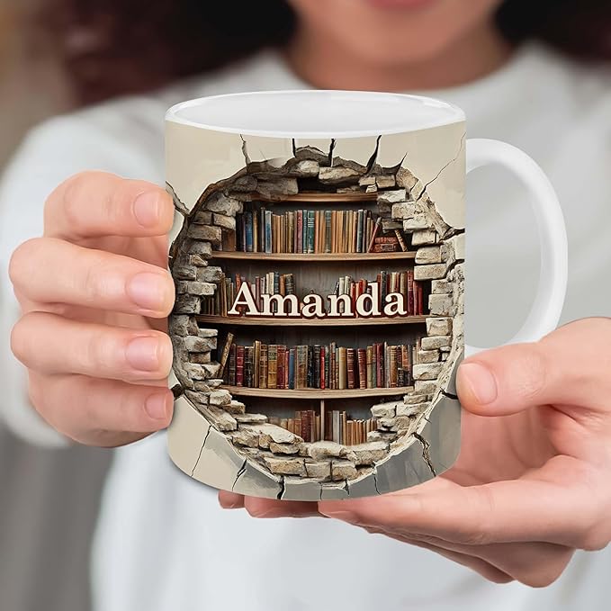 Personalized Book Lover Gifts - Book Lovers Gift For Bookworm, Readers, Librarians, Bookish - Books Are Treasured Wealth Mug Custom Avatar - Bookish Gift For Friends, Women, Her