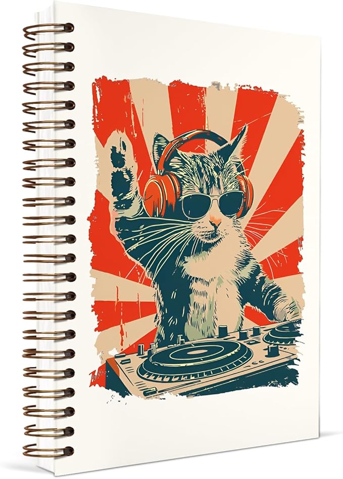 KDHTY Cute Cat Planner Journal Spiral Notebook for Teen Girls,Cat Stationary for Women Girls,Cats Diary School Notebooks for School Aesthetic,Cat Lover Gifts for Women,Hardcover Lined Notebook 5.5 x 8.3
