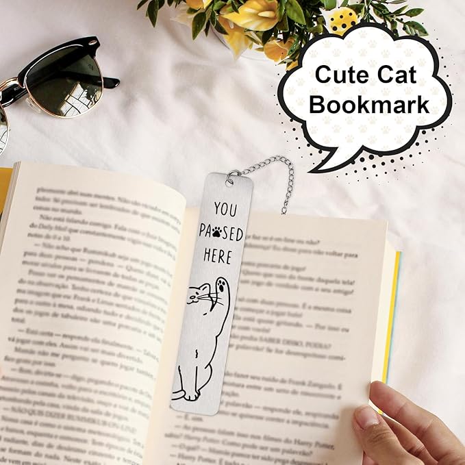Cute Cat Bookmark, Zinc Alloy Kitten Paw Print Bookmarks Reading Gifts for Cat Lovers Funny Black Kitten Book Marks Animal Bookmark Gifts Book Accessories for Reading (Style D)