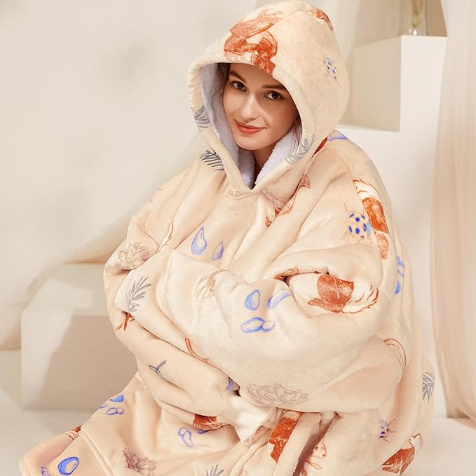 Narecte Cozy Oversized Blanket Hoodie Wearable Blanket Adults Soft Hooded Blanket Hoodie Birthday Gifts for Women Christmas