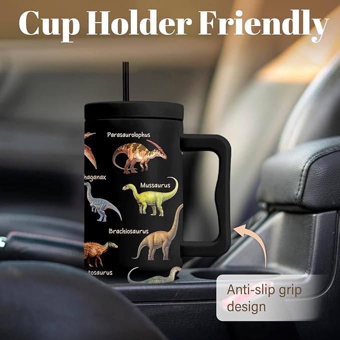 Dinosaurs Tumbler 40 Oz, Dinosaur Gifts For Women, Cute Dinosaurs Tumbler With Handle, Birthday Gifts For Dinosaur Lovers, Travel Insulated Tumblers Cup