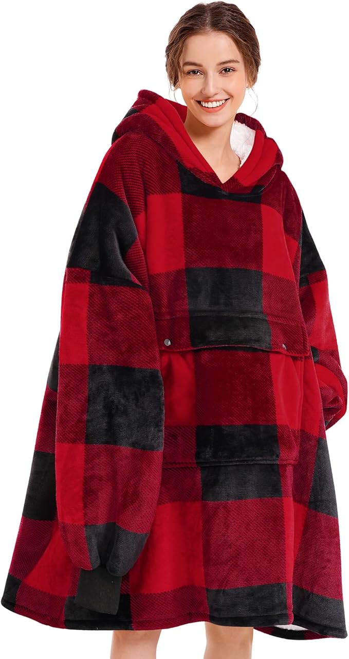 Narecte Cozy Oversized Blanket Hoodie Wearable Blanket Adults Soft Hooded Blanket Hoodie Birthday Gifts for Women Christmas