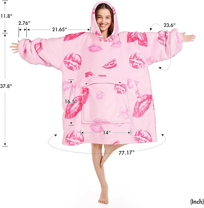 Narecte Cozy Oversized Blanket Hoodie Wearable Blanket Adults Soft Hooded Blanket Hoodie Birthday Gifts for Women Christmas