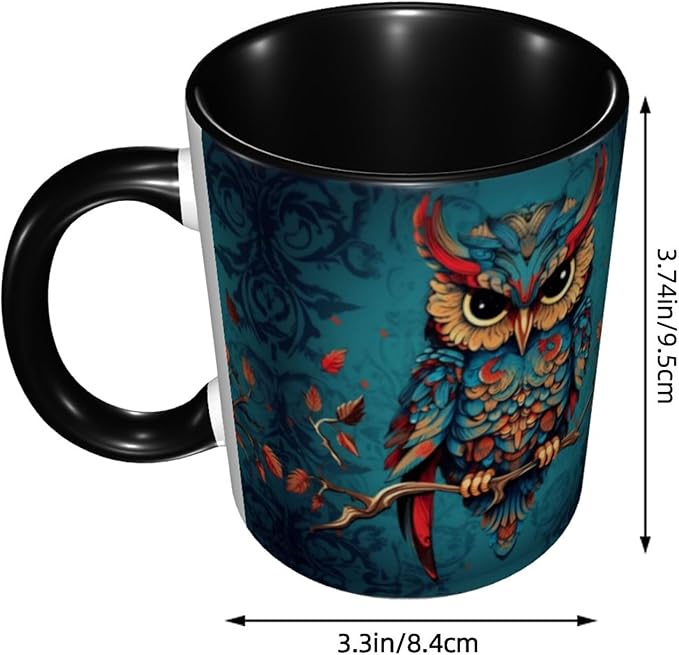 Owl Coffee Mug 11OZ Funny Ceramic Tea Cup Kitchen Decor Novelty Presents for Home Office Travel